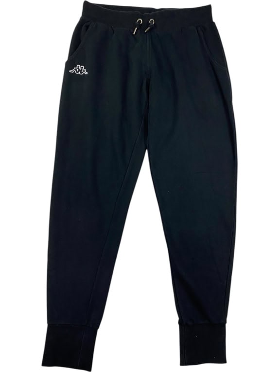 VINTAGE KAPPA TRACK PANTS EMBROIDERED LOGO BLACK MEN'S SMALL