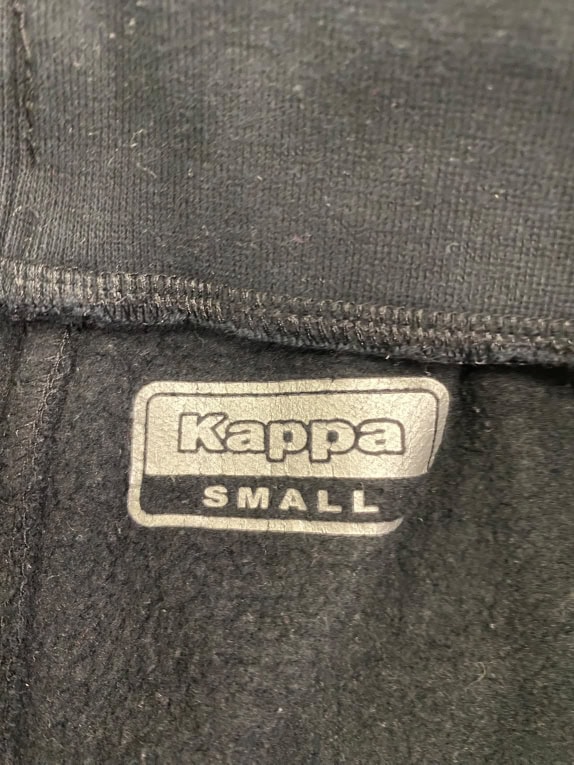 VINTAGE KAPPA TRACK PANTS EMBROIDERED LOGO BLACK MEN'S SMALL