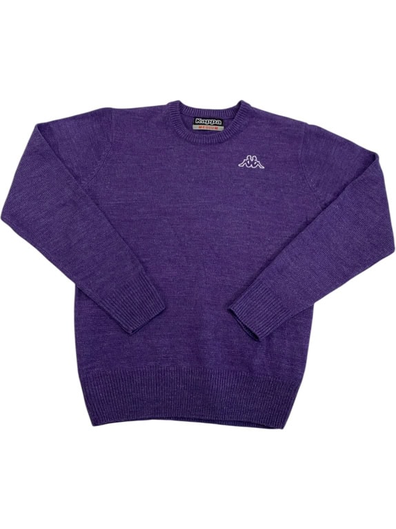 VINTAGE KAPPA MAGLIONE LAVORATO A MAGLIA CON LOGO VIOLA DA UOMO M