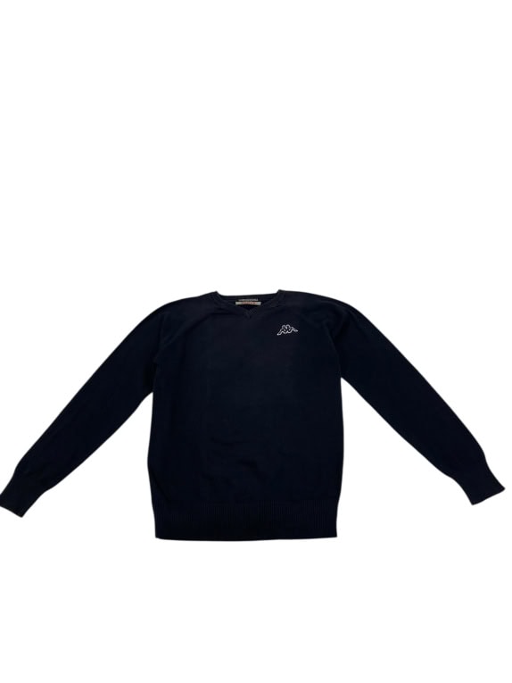 VINTAGE KAPPA V-NECK SWEATER LOGO DARK BLUE MENS M