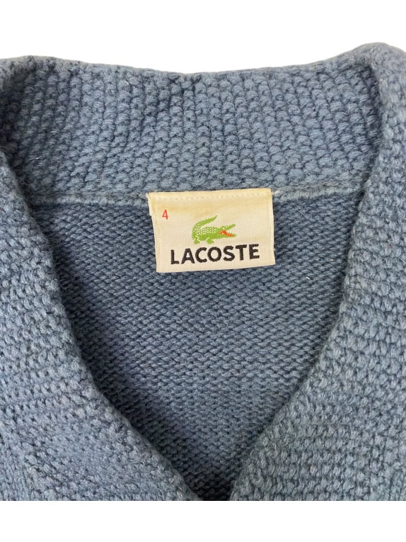 VINTAGE LACOSTE PATTERNED KNIT SWEATER BLUE M