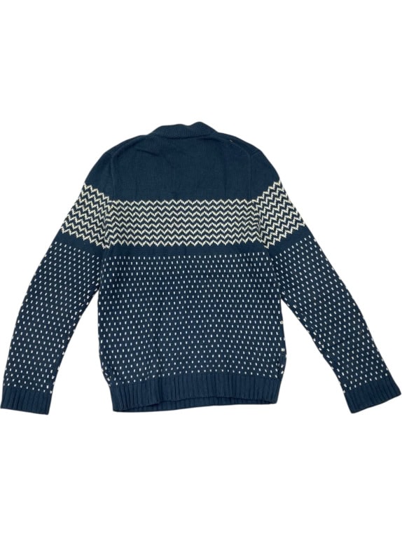 VINTAGE LACOSTE PATTERNED KNIT SWEATER BLUE M