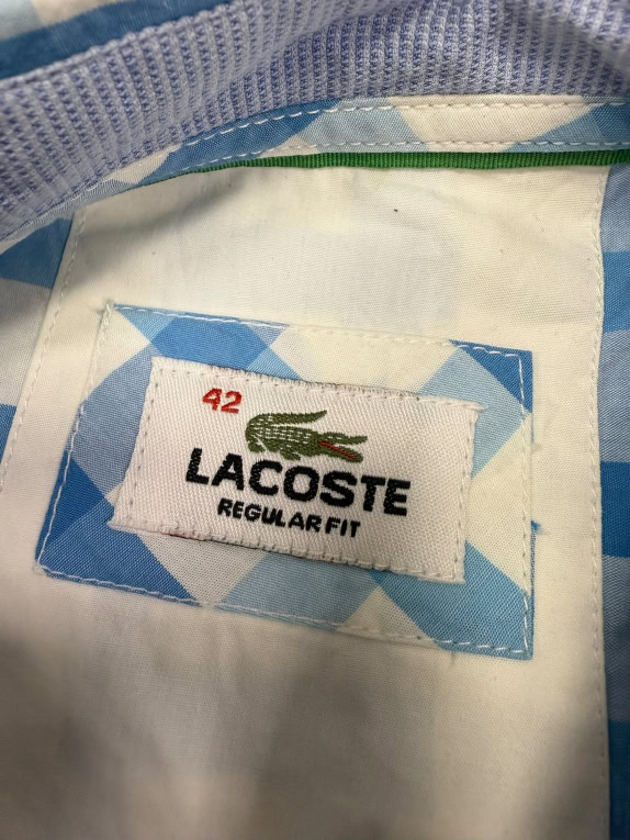 VINTAGE LACOSTE CAMICIA A QUADRI DA UOMO L