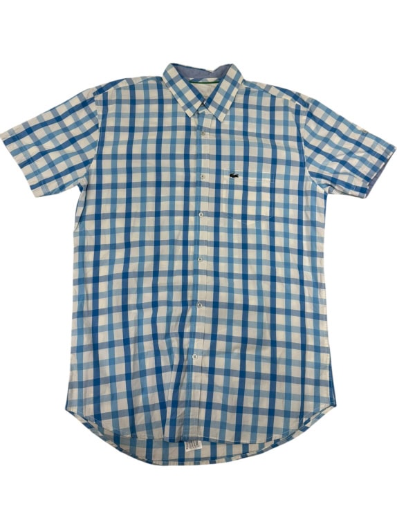 VINTAGE LACOSTE CAMICIA A QUADRI DA UOMO L