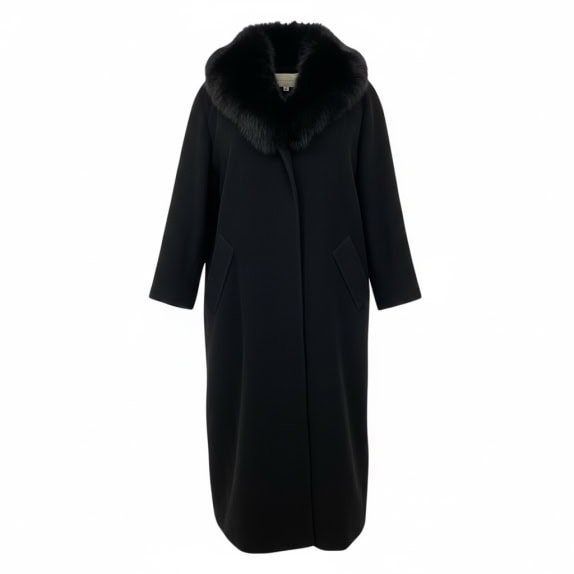 VINTAGE LAURAPIÙ DI LAURA BIAGIOTTI ΜΑΥΡΟ ΜΑΚΡΥ ΠΑΛΤΟ ΜΕ ΓΟΥΝΑ XL/2XL