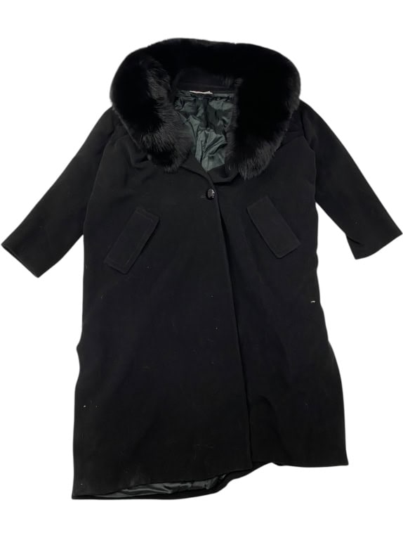 VINTAGE LAURAPIÙ DI LAURA BIAGIOTTI ΜΑΥΡΟ ΜΑΚΡΥ ΠΑΛΤΟ ΜΕ ΓΟΥΝΑ XL/2XL