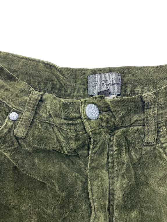 VINTAGE LES COPAINS VELVET TROUSERS STRAIGHT LEG KHAKI WOMEN XS
