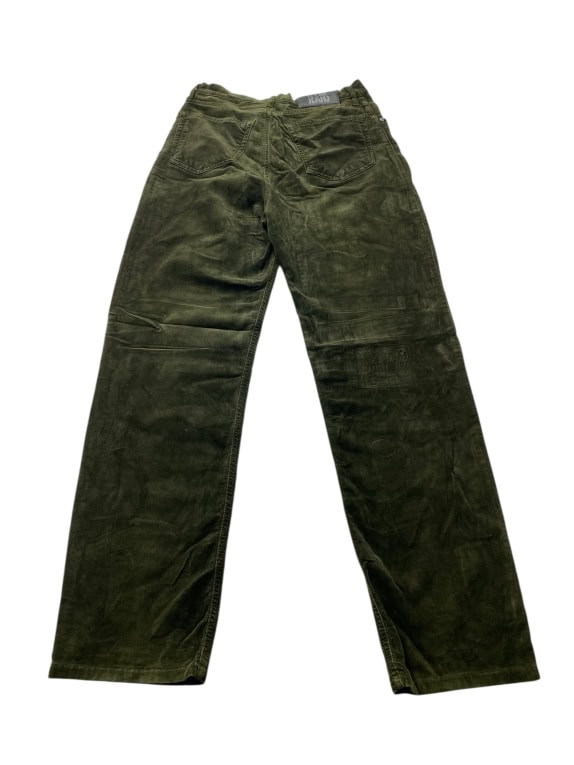 VINTAGE LES COPAINS VELVET TROUSERS STRAIGHT LEG KHAKI WOMEN XS