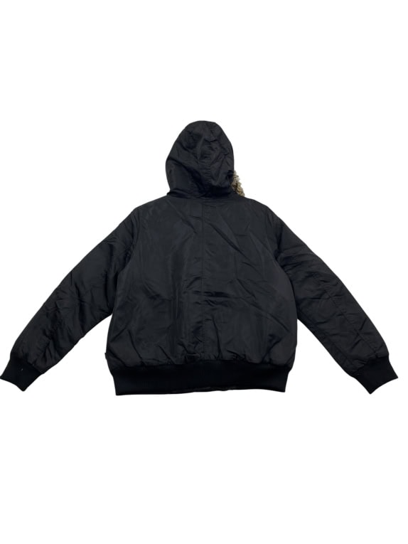 VINTAGE LEVI STRAUSS & CO BOMBER JACKET WITH FUR HOOD BLACK MEN'S M