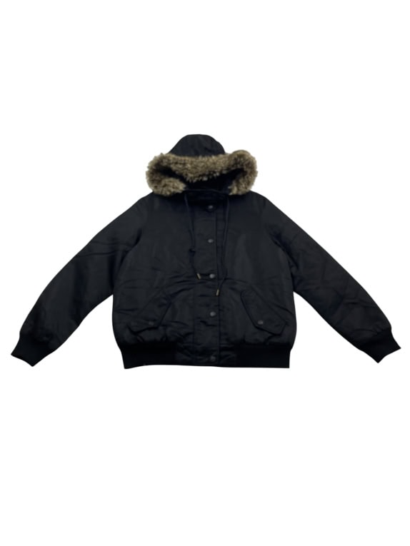 VINTAGE LEVI STRAUSS & CO BOMBER JACKET WITH FUR HOOD BLACK MEN'S M