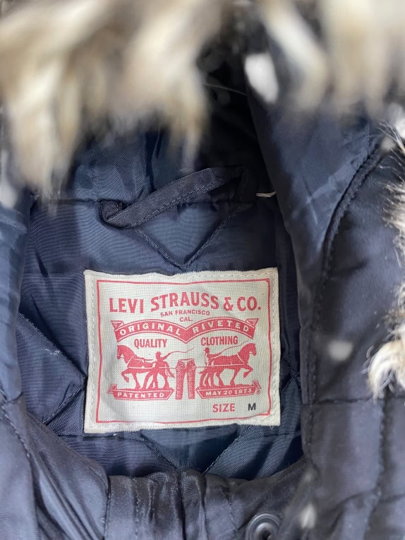 VINTAGE LEVI STRAUSS & CO BOMBER JACKET WITH FUR HOOD BLACK MEN'S M