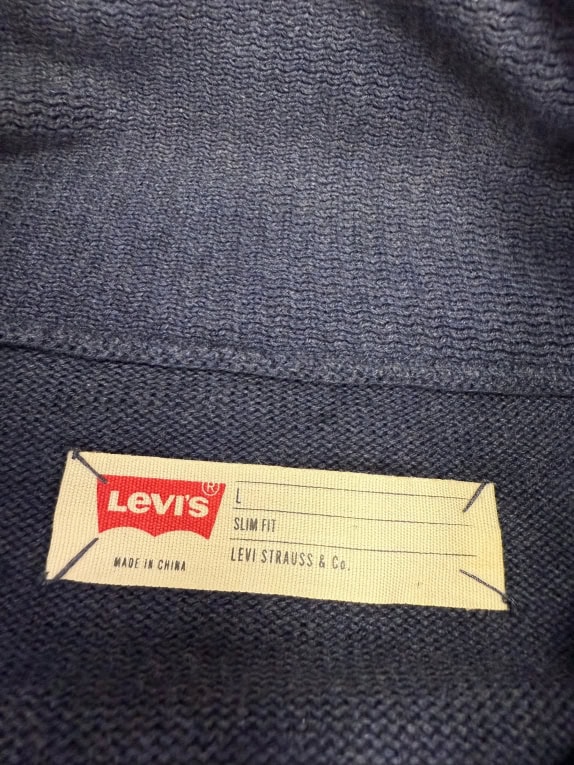 VINTAGE LEVI'S ΠΛΕΚΤΗ ΖΑΚΕΤΑ SHAWL COLLAR ΑΝΔΡΙΚΟ ΜΠΛΕ L