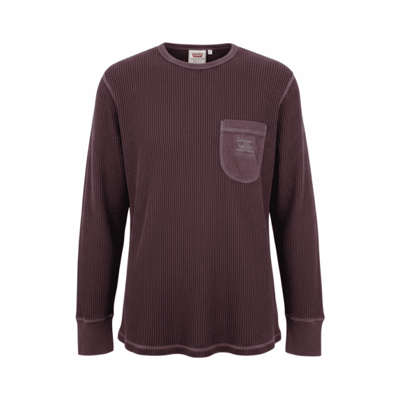 VINTAGE LEVI'S - Thermal Waffle Knit - Burgundy/Plum - L