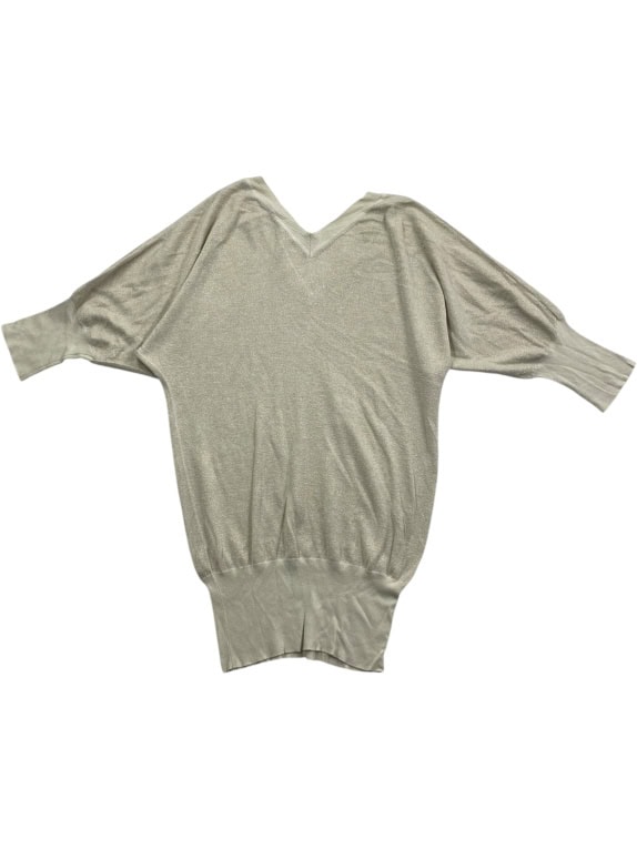VINTAGE LIU JO JEANS ΜΠΛΟΥΖΑ ΠΛΕΚΤΗ V-NECK LUREX ΜΠΕΖ ΓΥΝΑΙΚΕΙΑ M