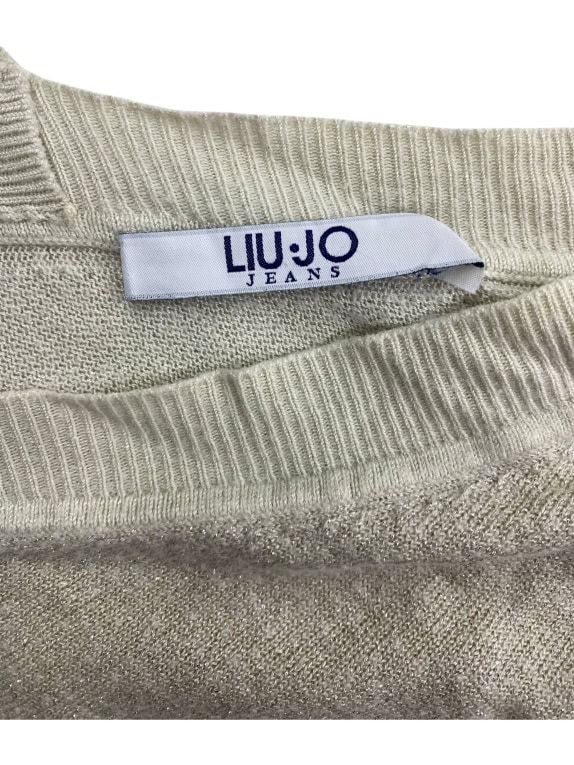 VINTAGE LIU JO JEANS ΜΠΛΟΥΖΑ ΠΛΕΚΤΗ V-NECK LUREX ΜΠΕΖ ΓΥΝΑΙΚΕΙΑ M