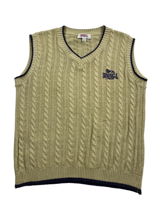 VINTAGE LONSDALE LONDON ΠΛΕΚΤΟ ΓΙΛΕΚΟ ΜΕ ΚΟΣΜΗΜΑ BEIGE ΑΝΔΡΙΚΟ L