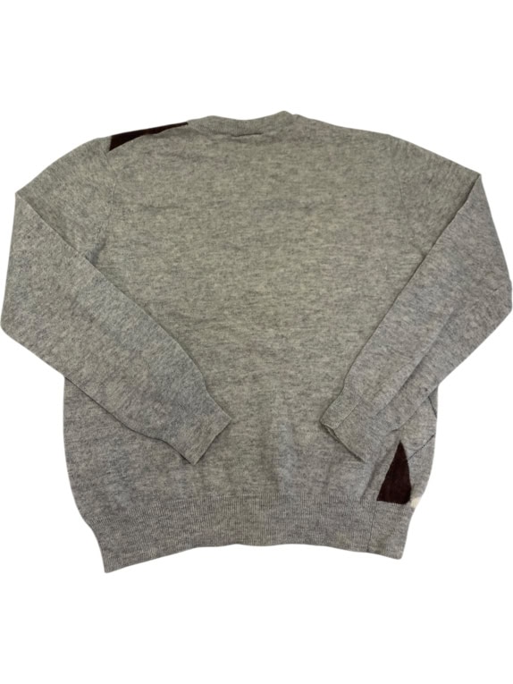 VINTAGE LOTTO KNIT SWEATER ARGYLE PATTERN GREY MEN'S S