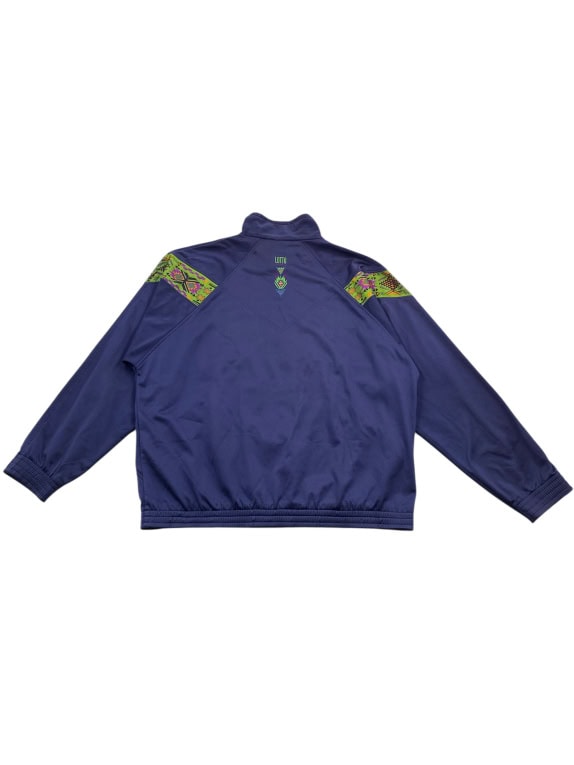 VINTAGE LOTTO "BORIS BECKER" GEOMETRIC PATTERN TRACK TOP BLUE MEN'S XXL