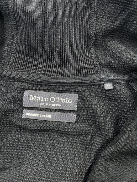 VINTAGE MARC O\'POLO cardigan lavorato a maglia con cappuccio in cotone biologico nero da uomo M
