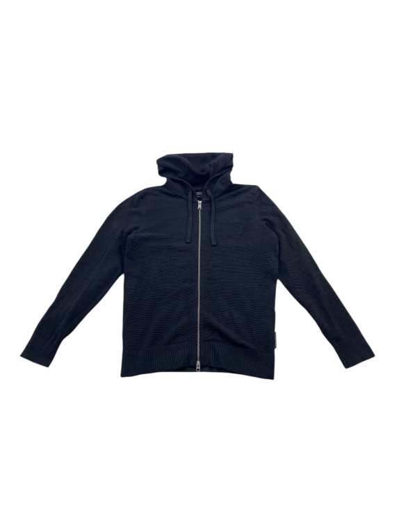 VINTAGE MARC O\'POLO cardigan lavorato a maglia con cappuccio in cotone biologico nero da uomo M