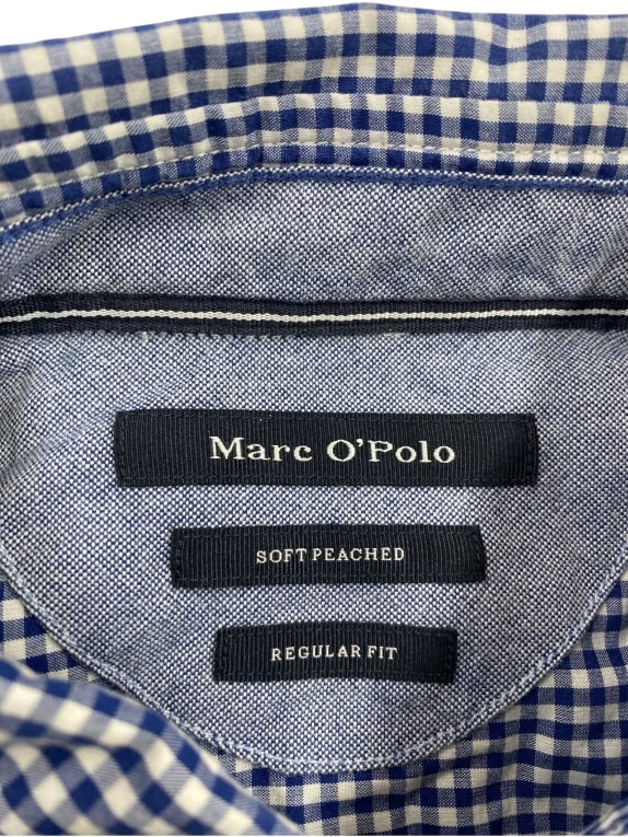VINTAGE MARC OPOLO CAMICIA A QUADRI BLU DA UOMO M/L