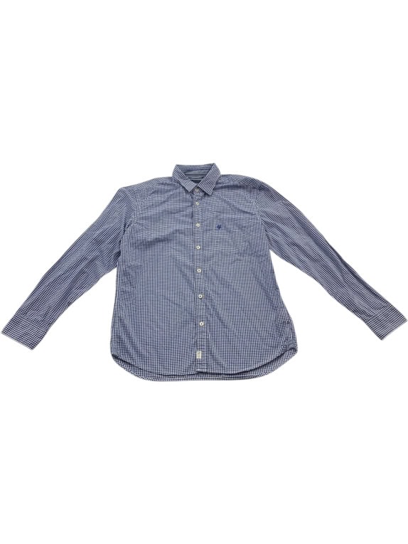 VINTAGE MARC OPOLO CAMICIA A QUADRI BLU DA UOMO M/L
