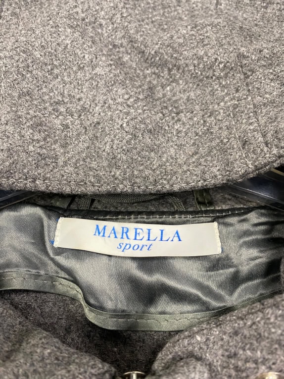 VINTAGE MARELLA SPORT cappotto con cappuccio e bottoni metallici grigio da donna M/L