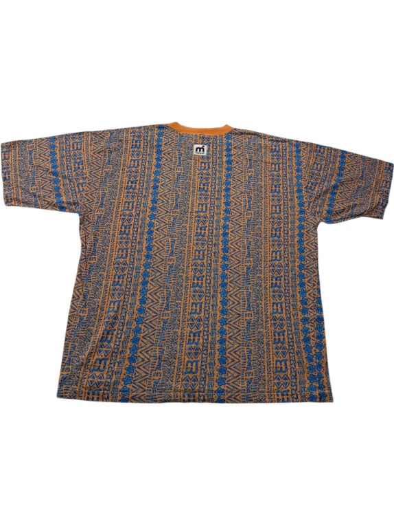 T-SHIRT GEOMETRICA VINTAGE MITRAL ARANCIONE BLU DA UOMO 3XL
