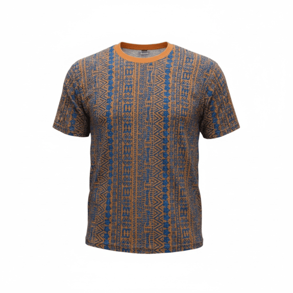 T-SHIRT GEOMETRICA VINTAGE MITRAL ARANCIONE BLU DA UOMO 3XL