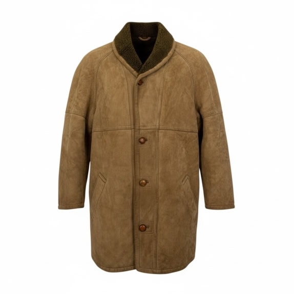 VINTAGE MUFLONE ΓΥΝΑΙΚΕΙΟ ΔΕΡΜΑΤΙΝΟ SHEARLING ΠΑΛΤΟ M/L
