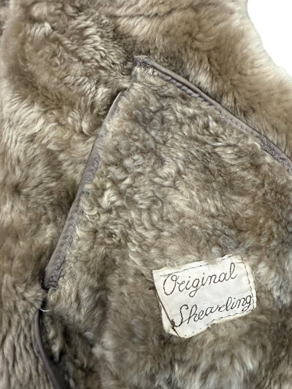 VINTAGE MUFLONE WOMEN'S LEATHER SHEARLING HOODED COAT M/L