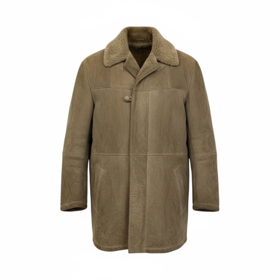 VINTAGE MUFLONE WOMEN'S LEATHER SHEARLING HOODED COAT M/L