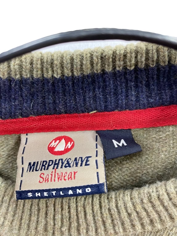VINTAGE MURPHY & NYE MAGLIONE LAVORATO A MAGLIA GIROCOLLO VERDE OLIVA UOMO M