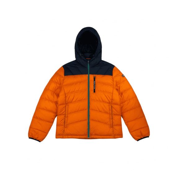 VINTAGE NAUTICA PUFFER ΜΠΟΥΦΑΝ ΜΕ ΚΟΥΚΟΥΛΑ ΠΟΡΤΟΚΑΛΙ ΜΠΛΕ ΑΝΔΡΙΚΟ M