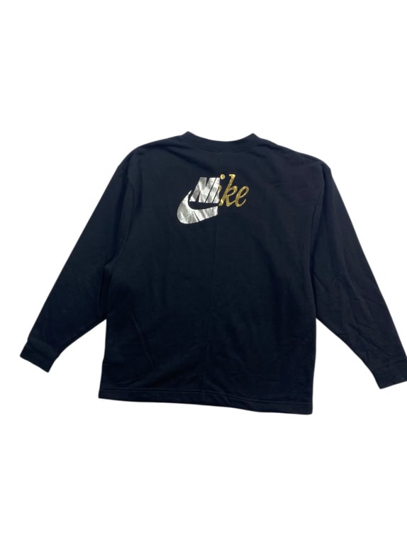VINTAGE NIKE METALLIC LOGO SWEATSHIRT BLACK WOMEN'S S