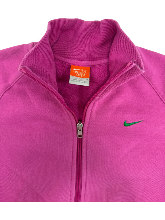 VINTAGE Nike the athletic dept Felpa fucsia con zip a un quarto S