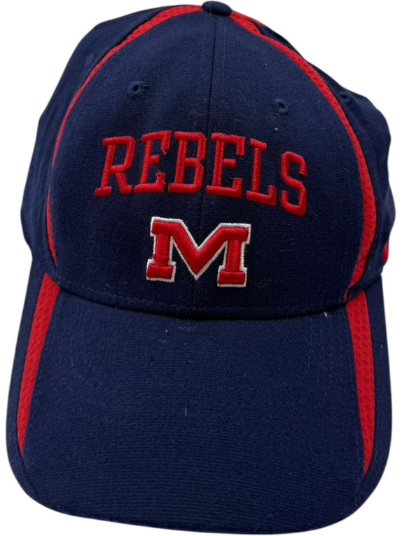 VINTAGE OLE MISS REBELS ΚΑΠΕΛΟ ΛΟΓΟΤΥΠΟ M ΜΠΛΕ ΚΟΚΚΙΝΟ ΑΝΔΡΙΚΟ ONE SIZE