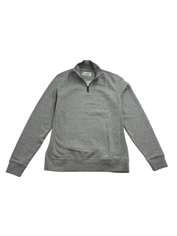 VINTAGE ORIGINAL PENGUIN QUARTER-ZIP SWEATSHIRT LOGO GREY MEN'S L