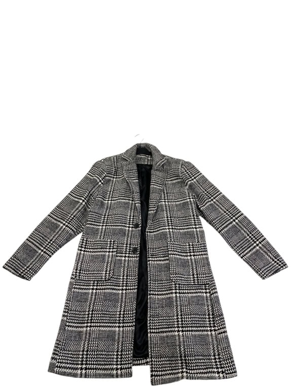 VINTAGE  ΠΑΛΤΟ ΚΑΡΟ HOUNDSTOOTH ΑΣΠΡΟ ΜΑΥΡΟ ΓΥΝΑΙΚΕΙΟ L