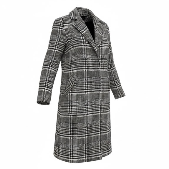 VINTAGE  ΠΑΛΤΟ ΚΑΡΟ HOUNDSTOOTH ΑΣΠΡΟ ΜΑΥΡΟ ΓΥΝΑΙΚΕΙΟ L