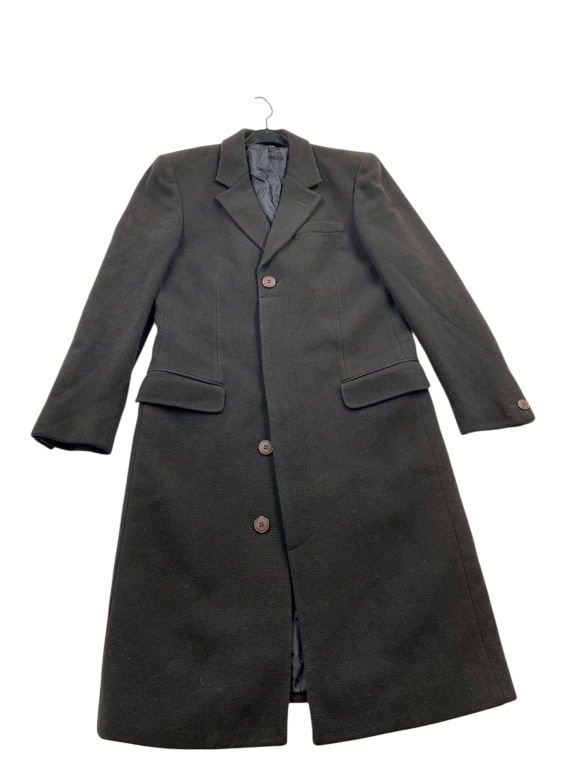Cappotto vintage in lana con bottoni nero da uomo L