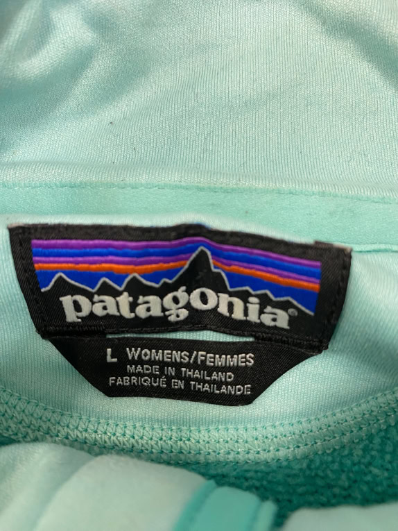 VINTAGE PATAGONIA pile pullover con bottoni verde acqua da donna L