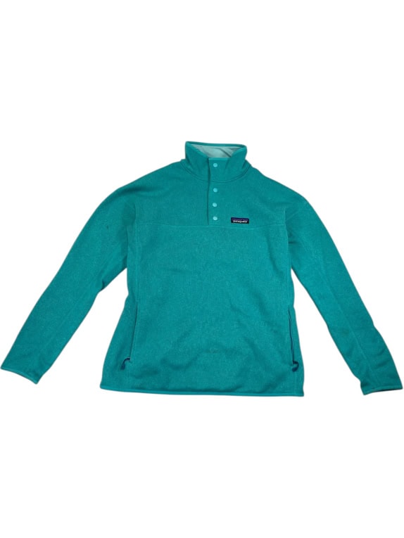 VINTAGE PATAGONIA pile pullover con bottoni verde acqua da donna L