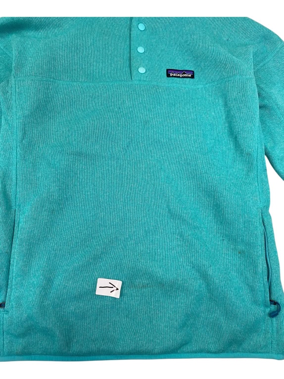 VINTAGE PATAGONIA pile pullover con bottoni verde acqua da donna L