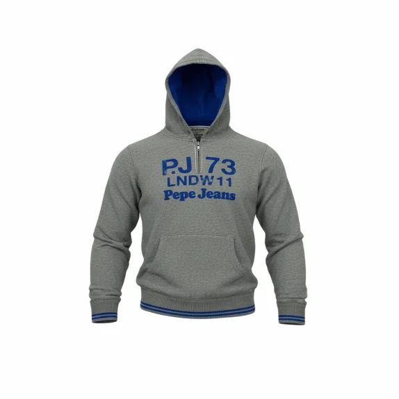 VINTAGE PEPE JEANS FELPA CON CAPPUCCIO DONNA/UNISEX GRIGIA FULL-ZIP M