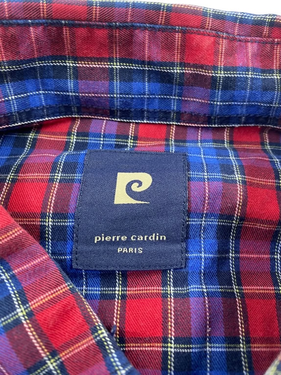 VINTAGE PIERRE CARDIN SHIRT CHECK RED BLUE MEN L