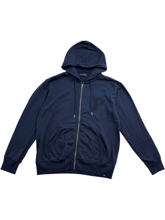 VINTAGE PIOMBO ZIP UP HOODIE LOGO P BLUE MEN'S L