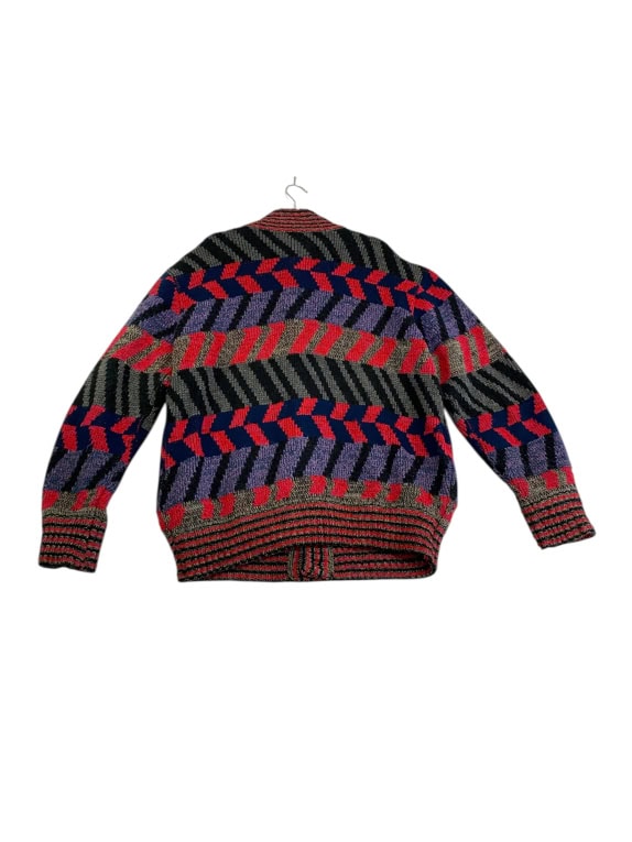 VINTAGE STATED KNIT CARDIGAN WITH GEOMETRIC PATTERNS MULTICOLOR MEN S XL