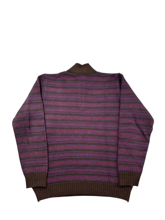 VINTAGE MAGLIONE HALF ZIP RETRO VIOLA MARRONE UNISEX PRE OWNED