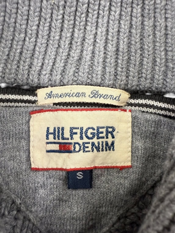 VINTAGE Πλεκτό Πουλόβερ Tommy Hilfiger Denim - Γκρι -  S